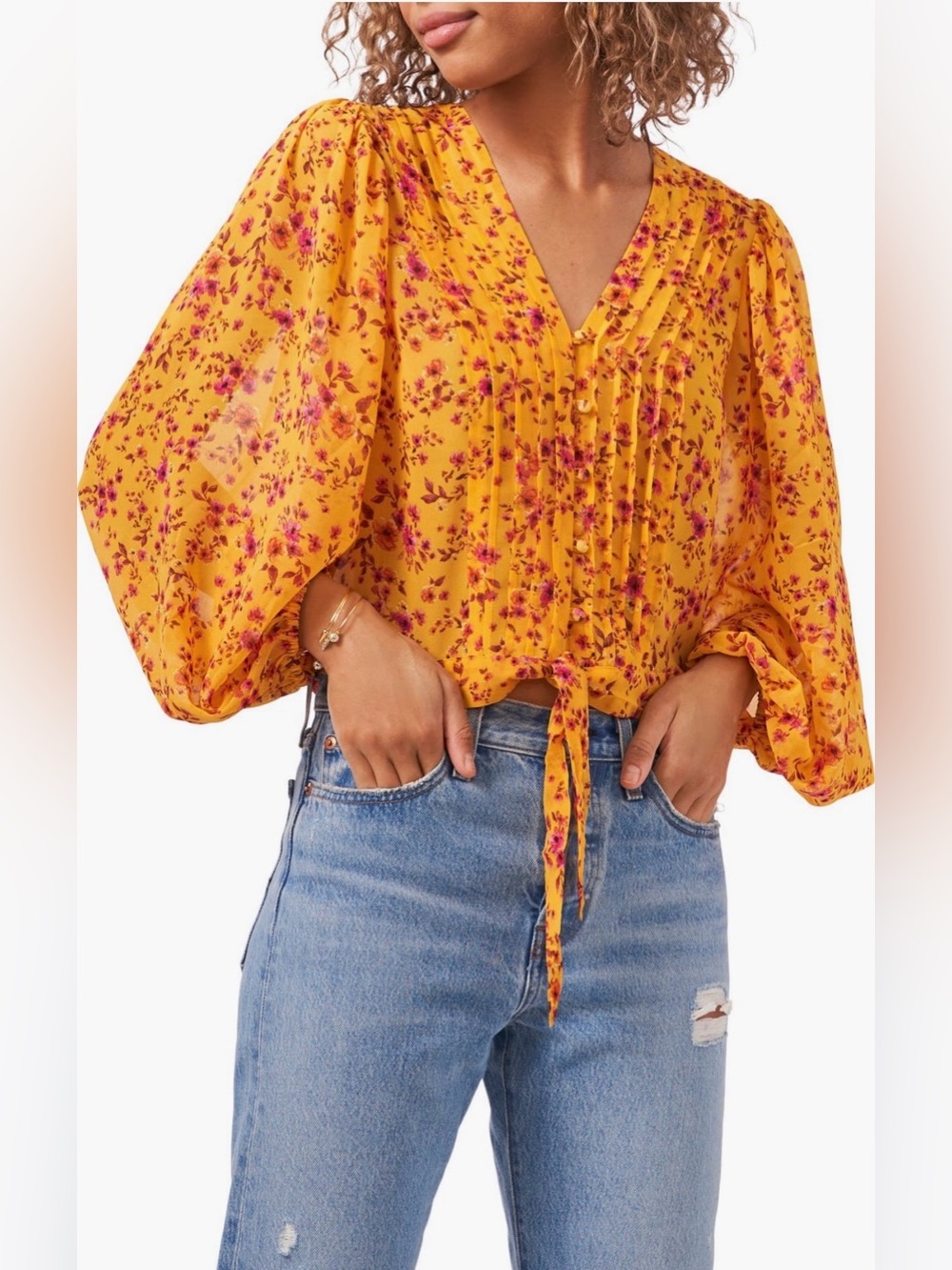1.STATE Pintuck Tie Waist Blouse (new with tags) Medium